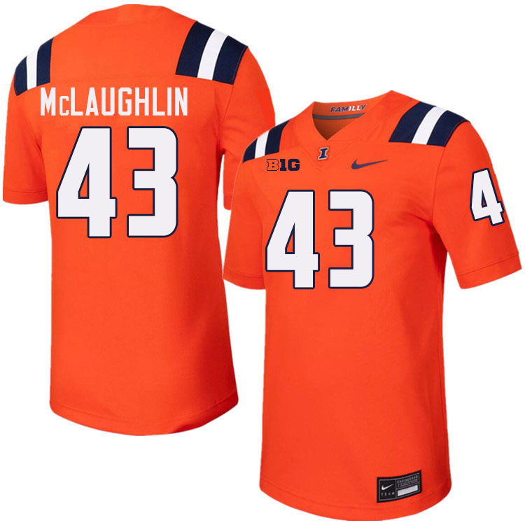 #43 Chase McLaughlin Illinois Fighting Illini Football Jersey,Uniforms-Orange